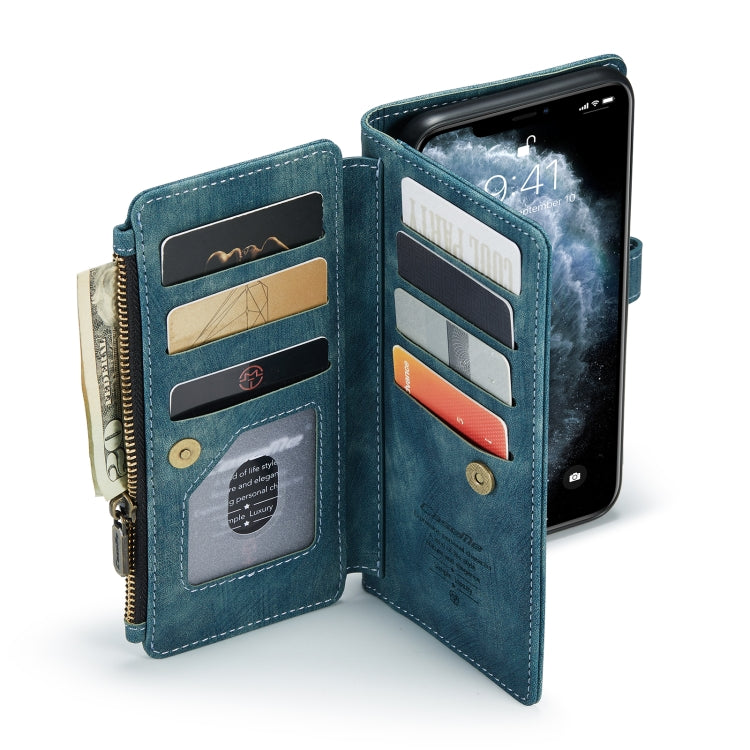 For iPhone 11 Pro Max CaseMe-C30 PU + TPU Multifunctional Horizontal Flip Leather Case with Holder & Card Slot & Wallet & Zipper Pocket (Blue) - HoMEdemic™ 