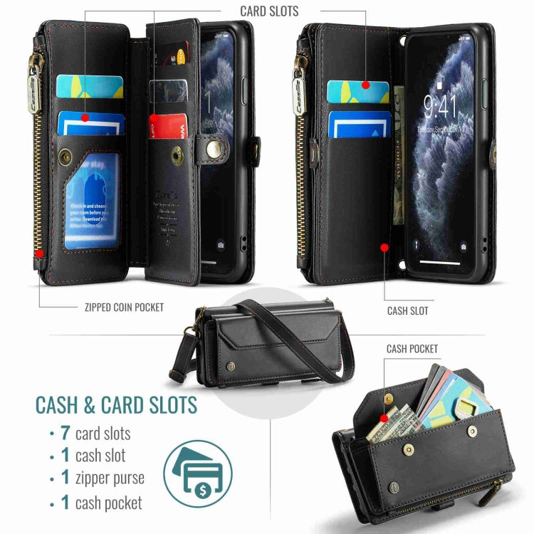 For iPhone 11 Pro Max CaseMe C36 Card Slots Zipper Wallet RFID Anti-theft Leather Phone Case(Black) - HoMEdemic™ 