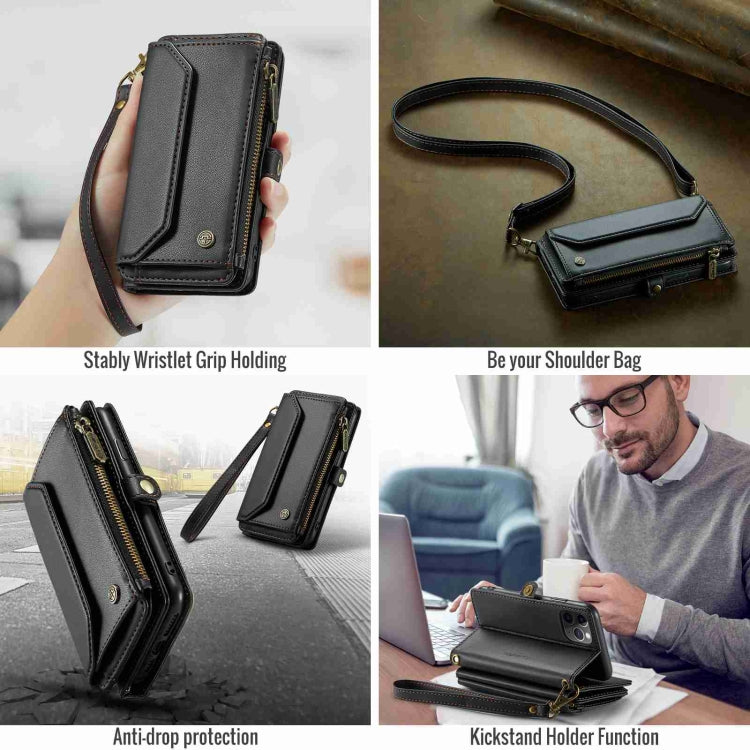 For iPhone 11 Pro Max CaseMe C36 Card Slots Zipper Wallet RFID Anti-theft Leather Phone Case(Black) - HoMEdemic™ 