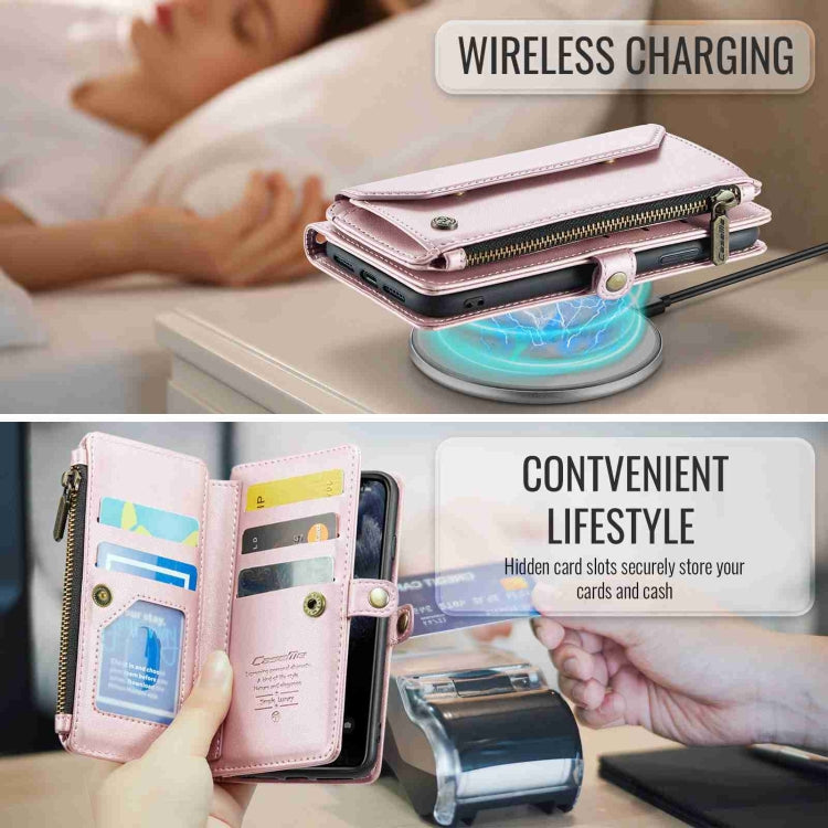 For iPhone 11 Pro Max CaseMe C36 Card Slots Zipper Wallet RFID Anti-theft Leather Phone Case(Pink) - HoMEdemic™ 