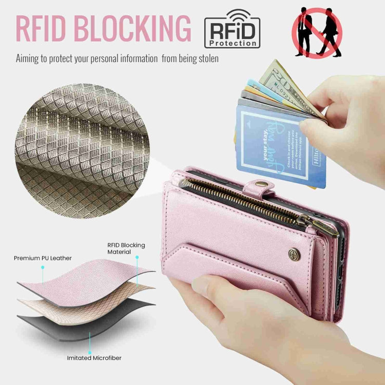 For iPhone 11 Pro Max CaseMe C36 Card Slots Zipper Wallet RFID Anti-theft Leather Phone Case(Pink) - HoMEdemic™ 