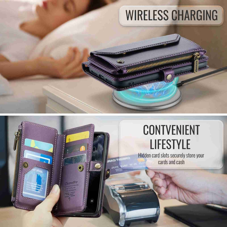For iPhone 11 Pro Max CaseMe C36 Card Slots Zipper Wallet RFID Anti-theft Leather Phone Case(Purple) - HoMEdemic™ 