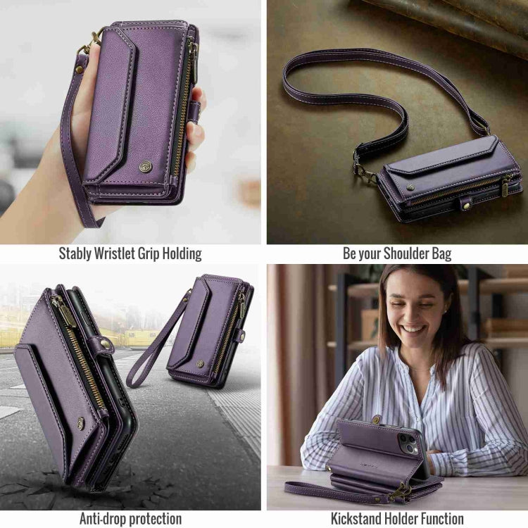 For iPhone 11 Pro Max CaseMe C36 Card Slots Zipper Wallet RFID Anti-theft Leather Phone Case(Purple) - HoMEdemic™ 