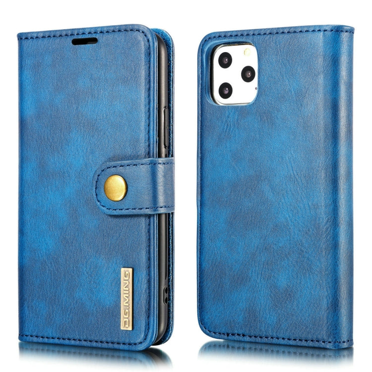 For iPhone 11 Pro Max DG.MING Crazy Horse Texture Flip Detachable Magnetic Leather Case with Holder & Card Slots & Wallet  (Blue) - HoMEdemic™ 