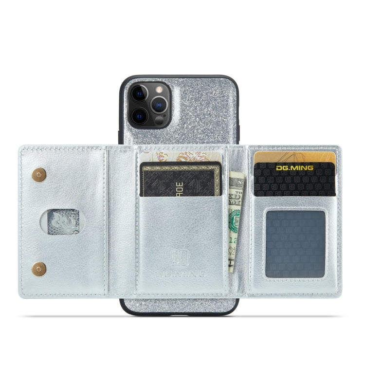For iPhone 11 Pro Max DG.MING M3 Series Glitter Powder Card Bag Leather Case(Silver) - HoMEdemic™ 