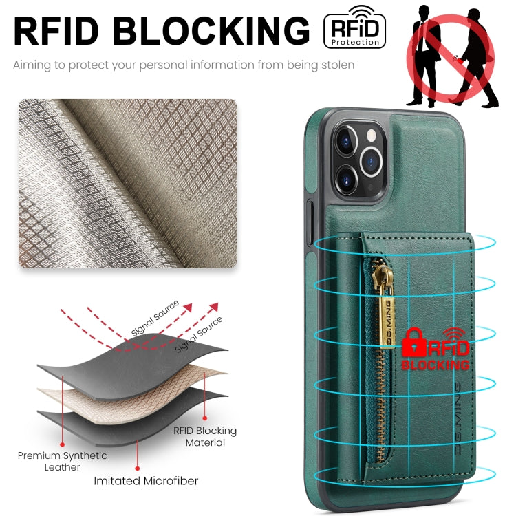 For iPhone 11 Pro Max DG.MING M5 Series Zip RFID Multi Card Detachable Leather Phone Case(Green) - HoMEdemic™ 