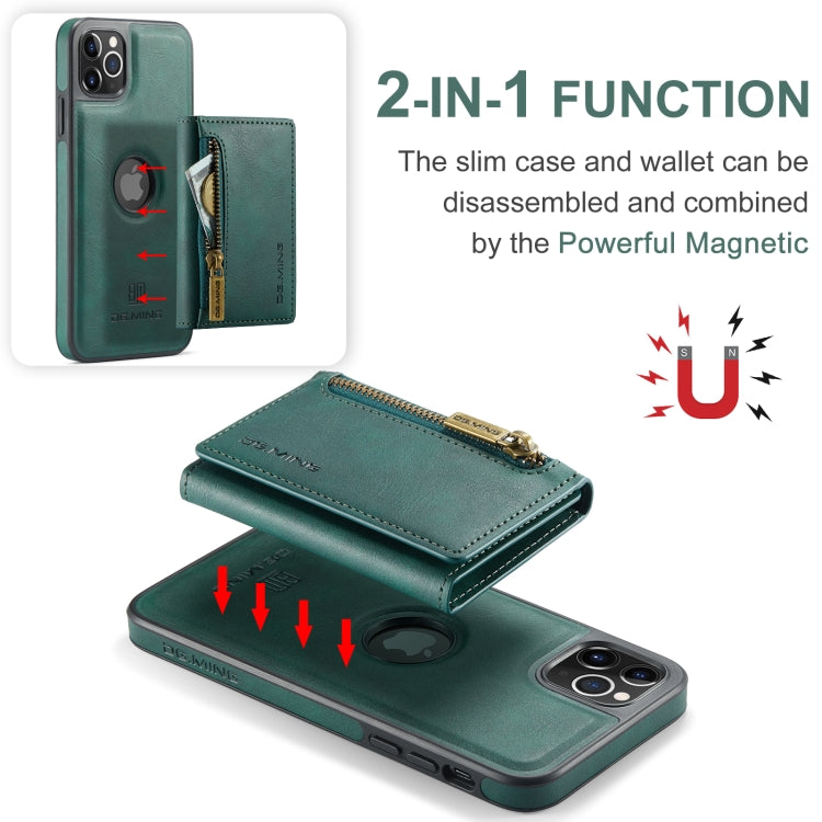 For iPhone 11 Pro Max DG.MING M5 Series Zip RFID Multi Card Detachable Leather Phone Case(Green) - HoMEdemic™ 