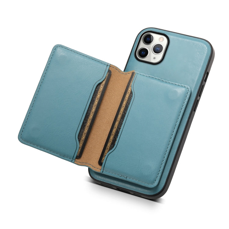 For iPhone 11 Pro Max Denior Cowhide Texture Leather MagSafe Detachable Wallet Phone Case(Blue) - HoMEdemic™ 