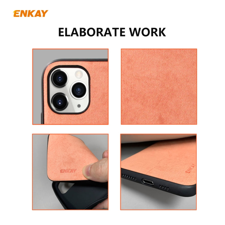 For iPhone 11 Pro Max ENKAY ENK-PC030 Business Series Fabric Texture PU Leather + TPU Soft Slim Case Cover(Blue) - HoMEdemic™ 