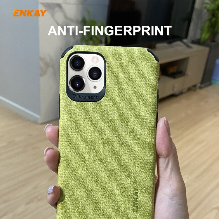 For iPhone 11 Pro Max ENKAY ENK-PC0332 2 in 1 Business Series Denim Texture PU Leather + TPU Soft Slim Case Cover ＆ 0.26mm 9H 2.5D Tempered Glass Film(Green) - HoMEdemic™ 