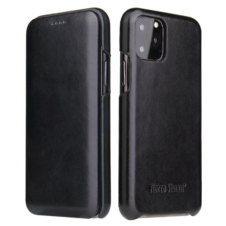 For iPhone 11 Pro Max Fierre Shann Business Magnetic Horizontal Flip Genuine Leather Case (Black) - HoMEdemic™ 