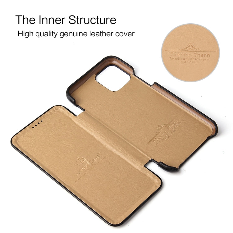 For iPhone 11 Pro Max Fierre Shann Business Magnetic Horizontal Flip Genuine Leather Case (Black) - HoMEdemic™ 
