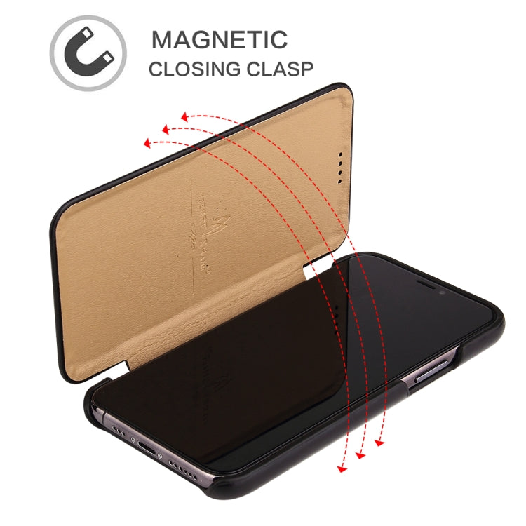 For iPhone 11 Pro Max Fierre Shann Business Magnetic Horizontal Flip Genuine Leather Case (Black) - HoMEdemic™ 