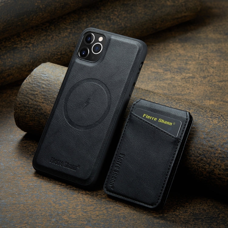 For iPhone 11 Pro Max Fierre Shann Cowhide Vertical Flip Magnetic Card Holder Phone Case(Black) - HoMEdemic™ 