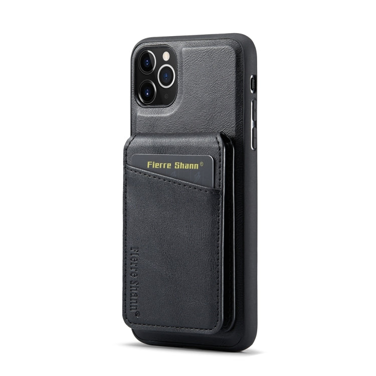 For iPhone 11 Pro Max Fierre Shann Cowhide Vertical Flip Magnetic Card Holder Phone Case(Black) - HoMEdemic™ 