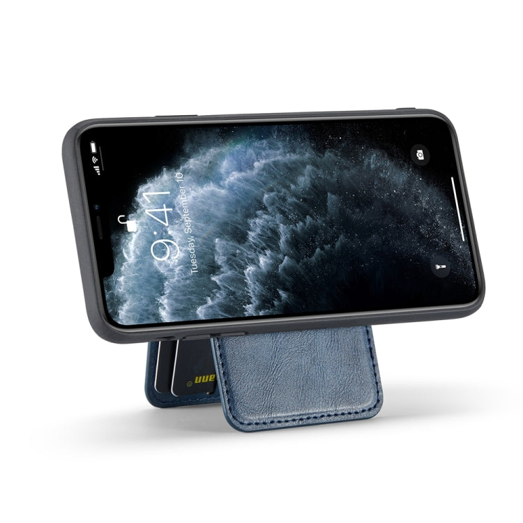 For iPhone 11 Pro Max Fierre Shann Cowhide Vertical Flip Magnetic Card Holder Phone Case(Blue) - HoMEdemic™ 