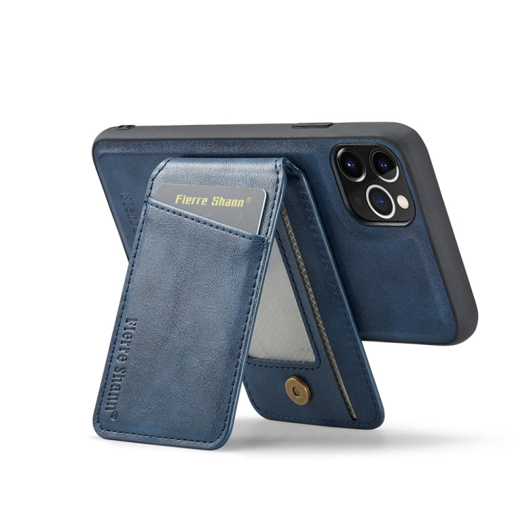 For iPhone 11 Pro Max Fierre Shann Cowhide Vertical Flip Magnetic Card Holder Phone Case(Blue) - HoMEdemic™ 