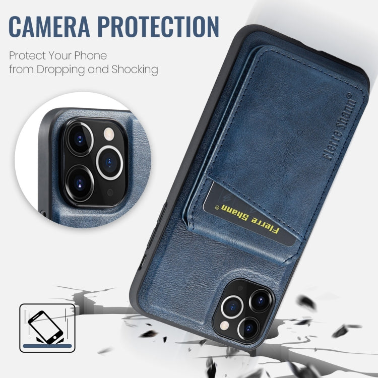 For iPhone 11 Pro Max Fierre Shann Cowhide Vertical Flip Magnetic Card Holder Phone Case(Blue) - HoMEdemic™ 