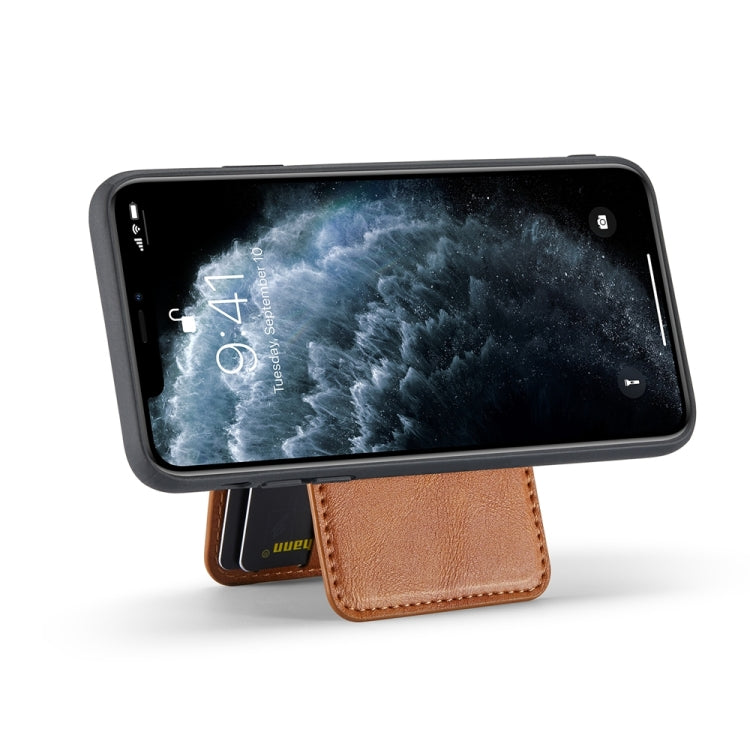 For iPhone 11 Pro Max Fierre Shann Cowhide Vertical Flip Magnetic Card Holder Phone Case(Brown) - HoMEdemic™ 