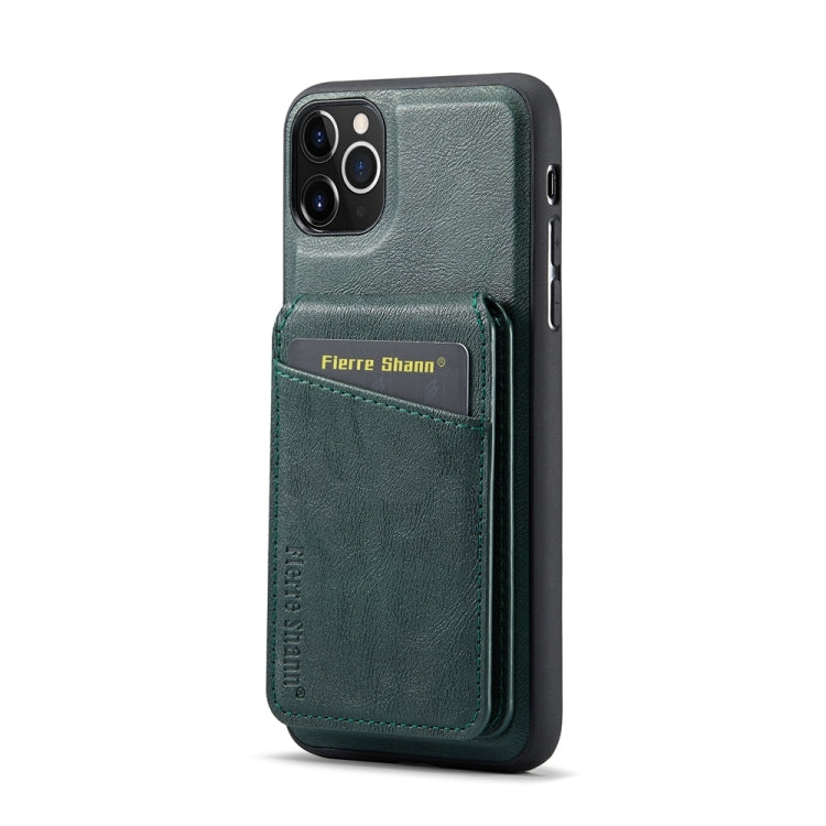 For iPhone 11 Pro Max Fierre Shann Cowhide Vertical Flip Magnetic Card Holder Phone Case(Green) - HoMEdemic™ 