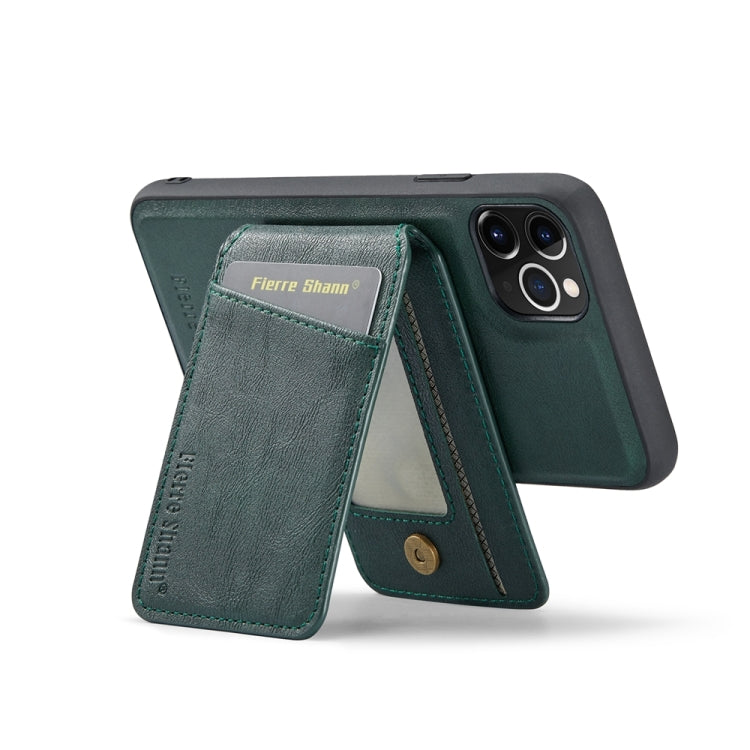 For iPhone 11 Pro Max Fierre Shann Cowhide Vertical Flip Magnetic Card Holder Phone Case(Green) - HoMEdemic™ 
