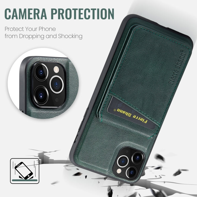 For iPhone 11 Pro Max Fierre Shann Cowhide Vertical Flip Magnetic Card Holder Phone Case(Green) - HoMEdemic™ 