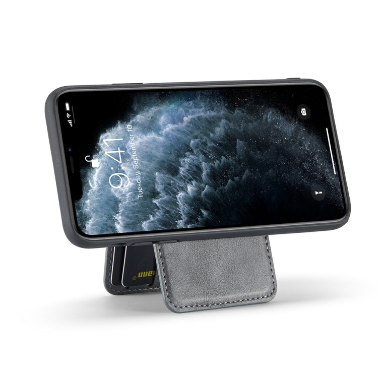 For iPhone 11 Pro Max Fierre Shann Cowhide Vertical Flip Magnetic Card Holder Phone Case(Grey) - HoMEdemic™ 