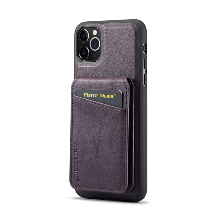 For iPhone 11 Pro Max Fierre Shann Cowhide Vertical Flip Magnetic Card Holder Phone Case(Purple) - HoMEdemic™ 