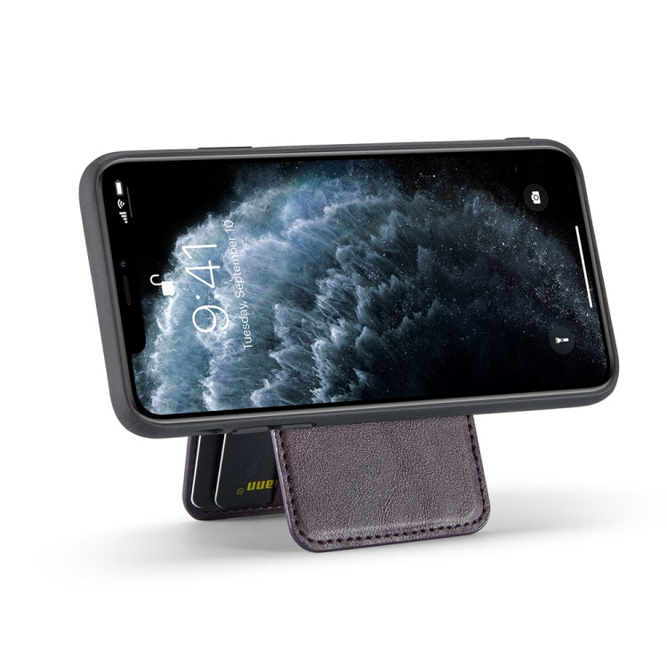 For iPhone 11 Pro Max Fierre Shann Cowhide Vertical Flip Magnetic Card Holder Phone Case(Purple) - HoMEdemic™ 