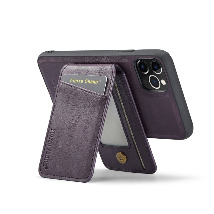 For iPhone 11 Pro Max Fierre Shann Cowhide Vertical Flip Magnetic Card Holder Phone Case(Purple) - HoMEdemic™ 