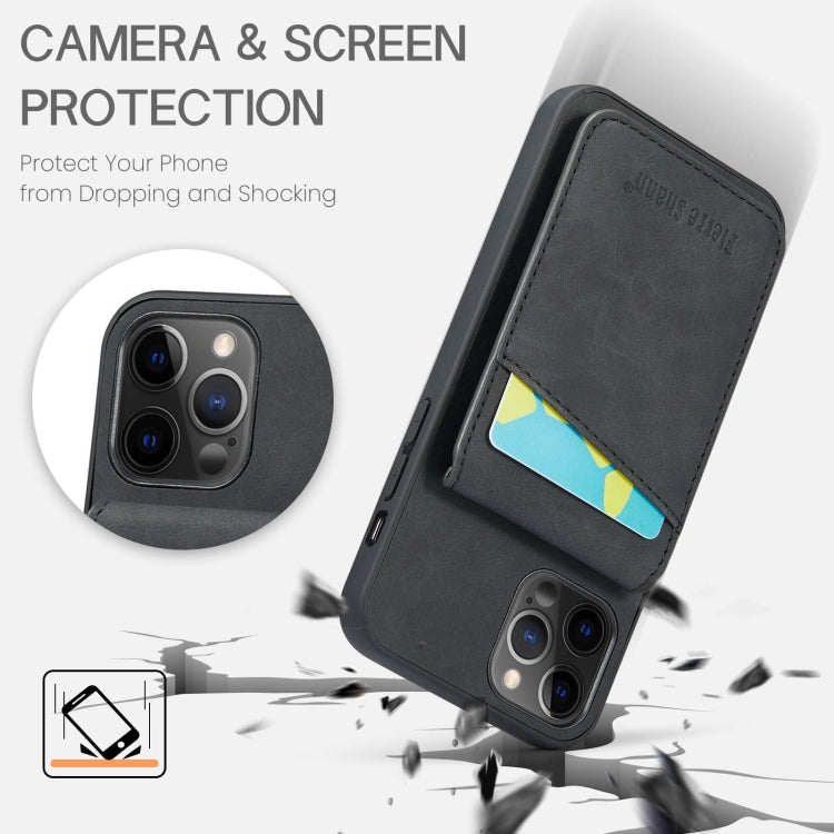 For iPhone 11 Pro Max Fierre Shann Crazy Horse Card Holder Back Cover PU Phone Case(Black) - HoMEdemic™ 