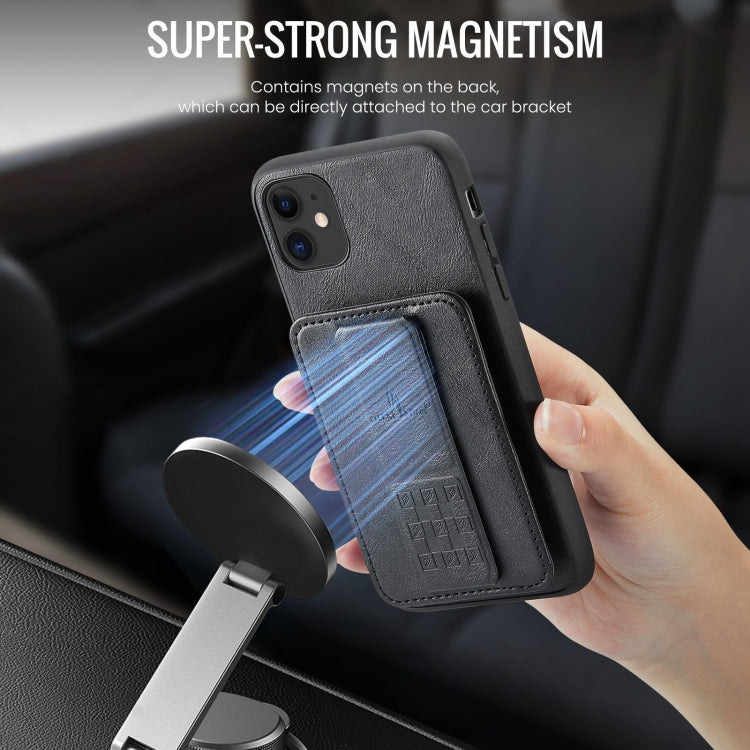 For iPhone 11 Pro Max Fierre Shann Oil Wax Cow Leather Card Holder Back Phone Case(Black) - HoMEdemic™ 