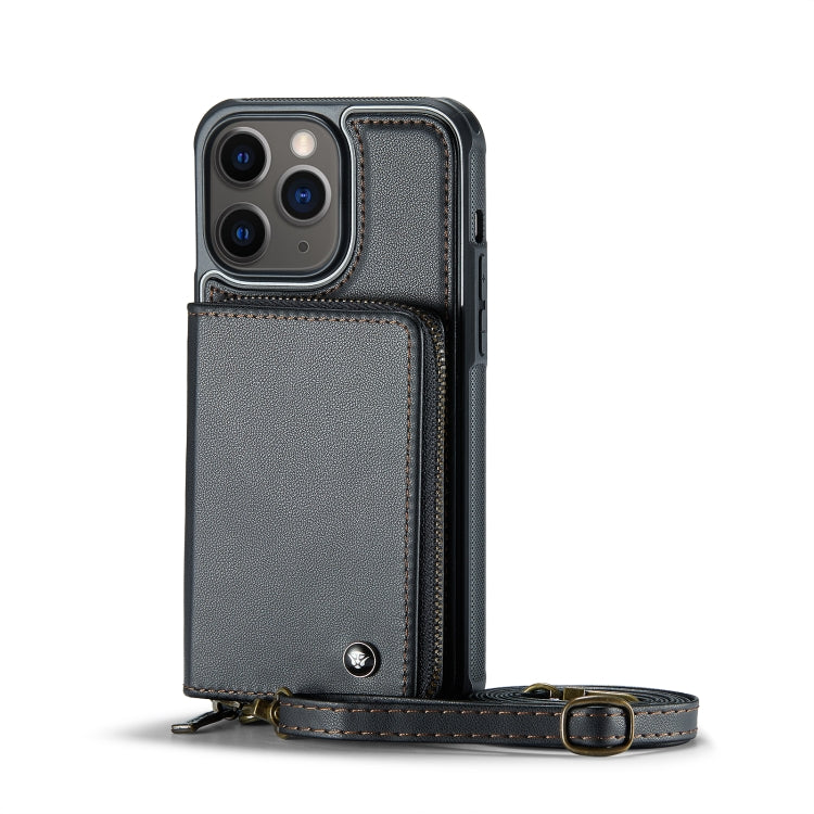 For iPhone 11 Pro Max JEEHOOD C22 Series Zipper Wallet Leather Phone Case with Dual Lanyard(Black) - HoMEdemic™ 