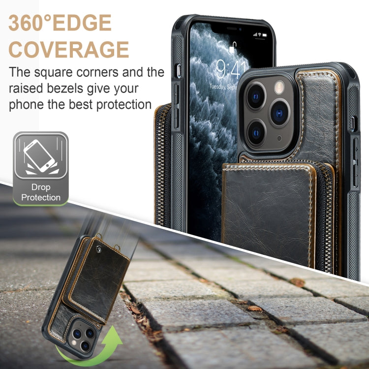 For iPhone 11 Pro Max JEEHOOD C22 Series Zipper Wallet Leather Phone Case with Dual Lanyard(Coffee) - HoMEdemic™ 