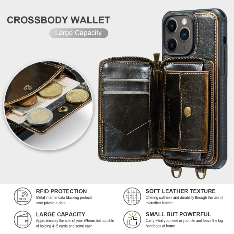 For iPhone 11 Pro Max JEEHOOD C22 Series Zipper Wallet Leather Phone Case with Dual Lanyard(Coffee) - HoMEdemic™ 