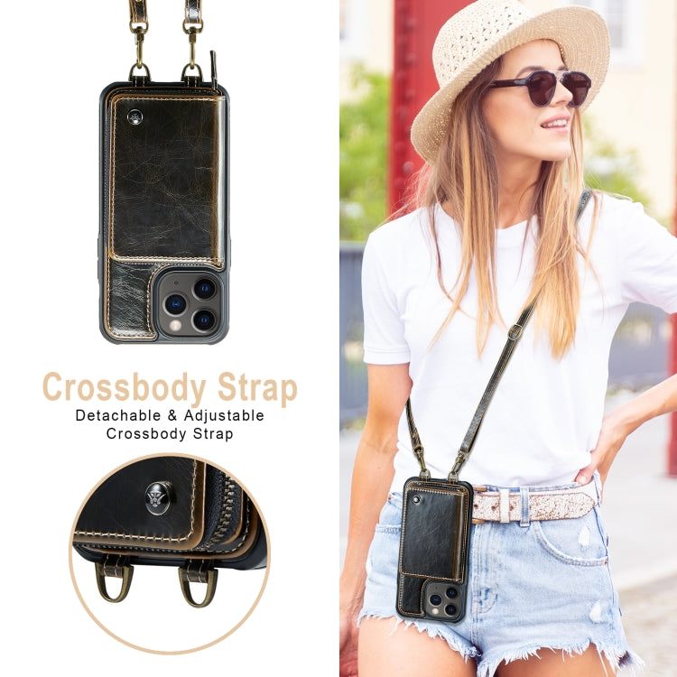For iPhone 11 Pro Max JEEHOOD C22 Series Zipper Wallet Leather Phone Case with Dual Lanyard(Coffee) - HoMEdemic™ 