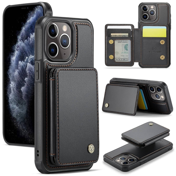 For iPhone 11 Pro Max JEEHOOD J05 Business Magnetic Style RFID Leather Phone Case(Black) - HoMEdemic™ 