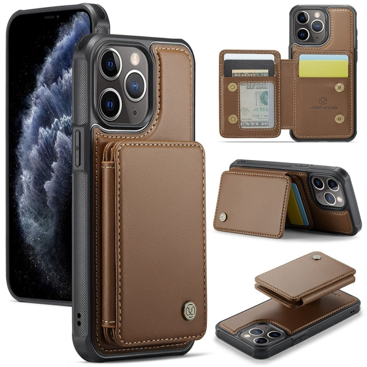 For iPhone 11 Pro Max JEEHOOD J05 Business Magnetic Style RFID Leather Phone Case(Brown) - HoMEdemic™ 