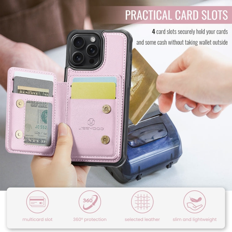 For iPhone 11 Pro Max JEEHOOD J05 Business Magnetic Style RFID Leather Phone Case(Pink) - HoMEdemic™ 