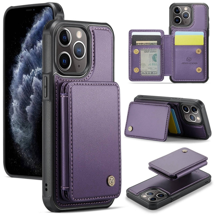 For iPhone 11 Pro Max JEEHOOD J05 Business Magnetic Style RFID Leather Phone Case(Purple) - HoMEdemic™ 