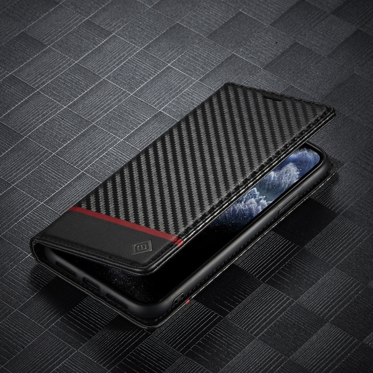 For iPhone 11 Pro Max LC.IMEEKE Carbon Fiber PU + TPU Horizontal Flip Leather Case with Holder & Card Slot & Wallet (Horizontal Black) - HoMEdemic™ 