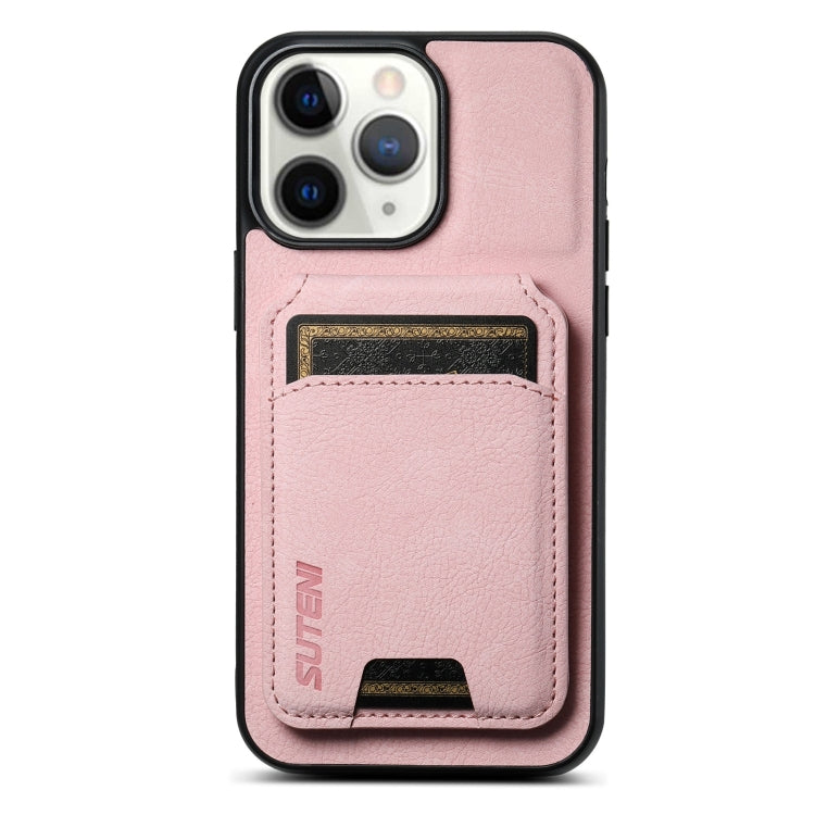 For iPhone 11 Pro Max Suteni H02 Litchi Leather Card Wallet Stand Back Phone Case(Pink) - HoMEdemic™ 