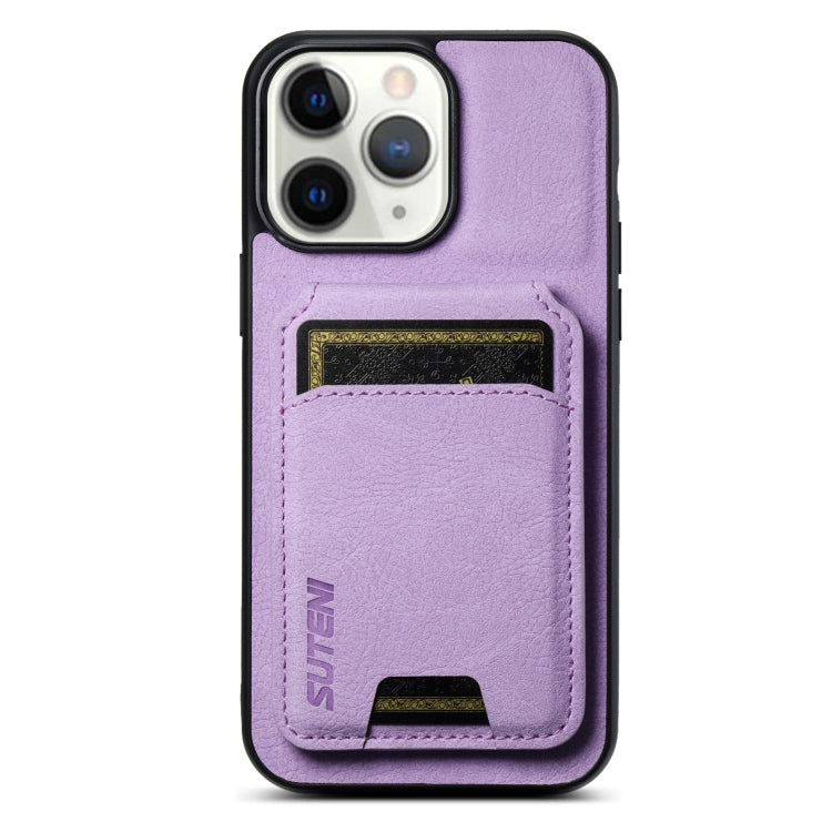 For iPhone 11 Pro Max Suteni H02 Litchi Leather Card Wallet Stand Back Phone Case(Purple) - HoMEdemic™ 