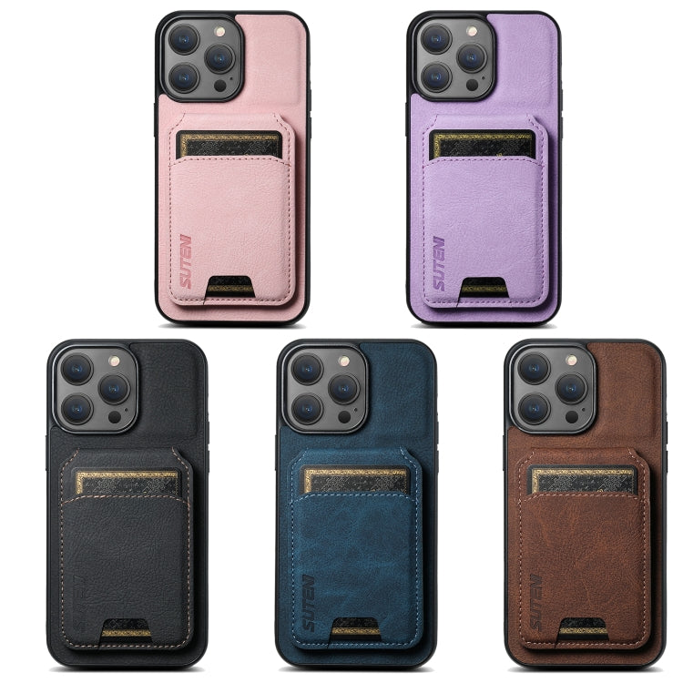 For iPhone 11 Pro Max Suteni H02 Litchi Leather Card Wallet Stand Back Phone Case(Purple) - HoMEdemic™ 