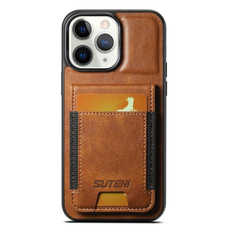 For iPhone 11 Pro Max Suteni H03 Oil Wax Leather Wallet Stand Back Phone Case(Brown) - HoMEdemic™ 