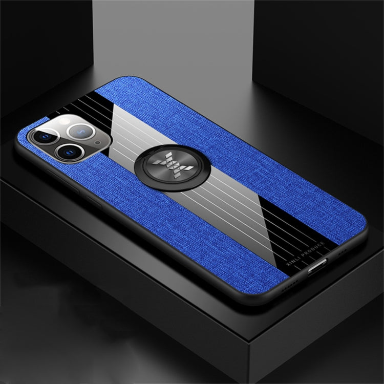 For iPhone 11 Pro Max XINLI Stitching Cloth Textue Shockproof TPU Protective Case with Ring Holder(Blue) - HoMEdemic™ 