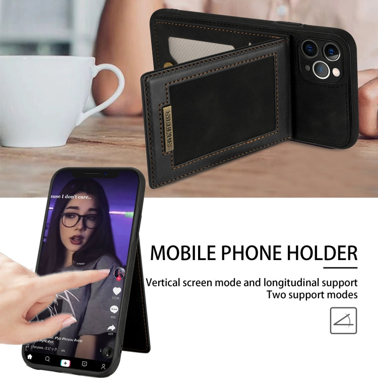 For iPhone 11 Pro N.BEKUS Vertical Flip Card Slot RFID Phone Case (Black) - HoMEdemic™ 