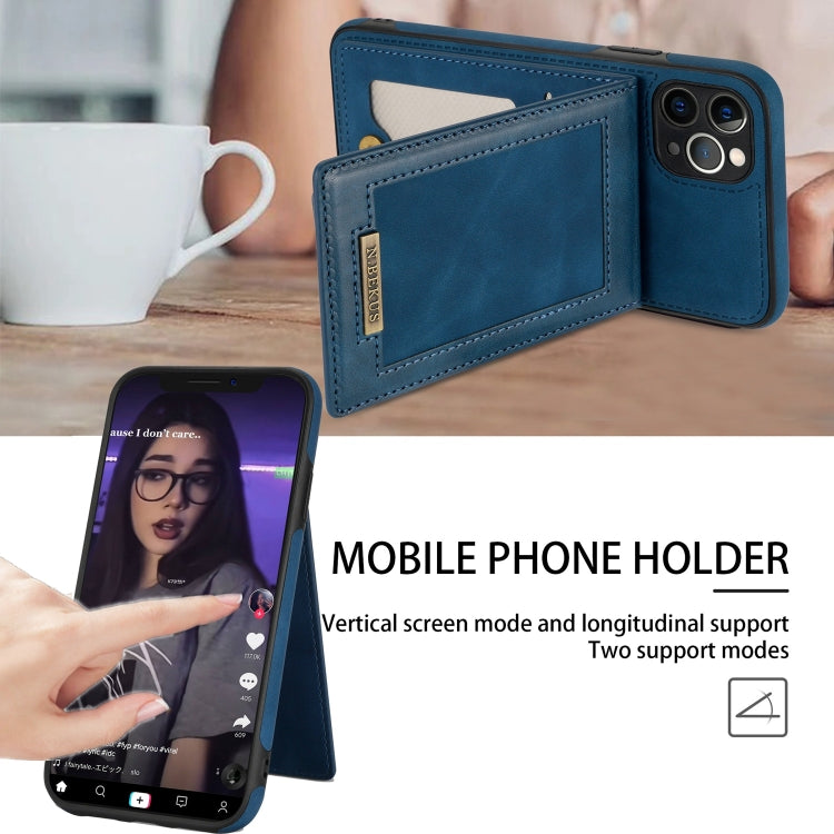 For iPhone 11 Pro N.BEKUS Vertical Flip Card Slot RFID Phone Case (Blue) - HoMEdemic™ 