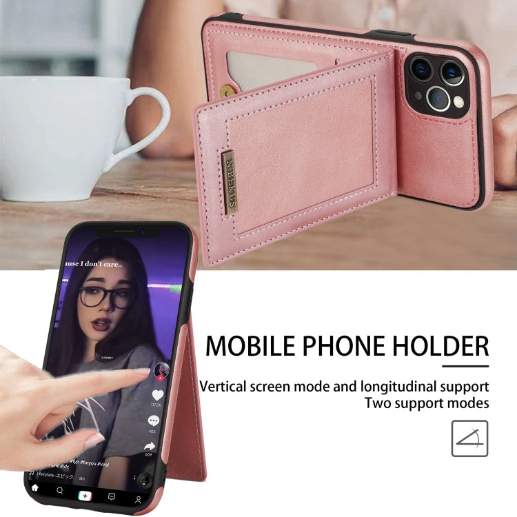 For iPhone 11 Pro N.BEKUS Vertical Flip Card Slot RFID Phone Case (Rose Gold) - HoMEdemic™ 
