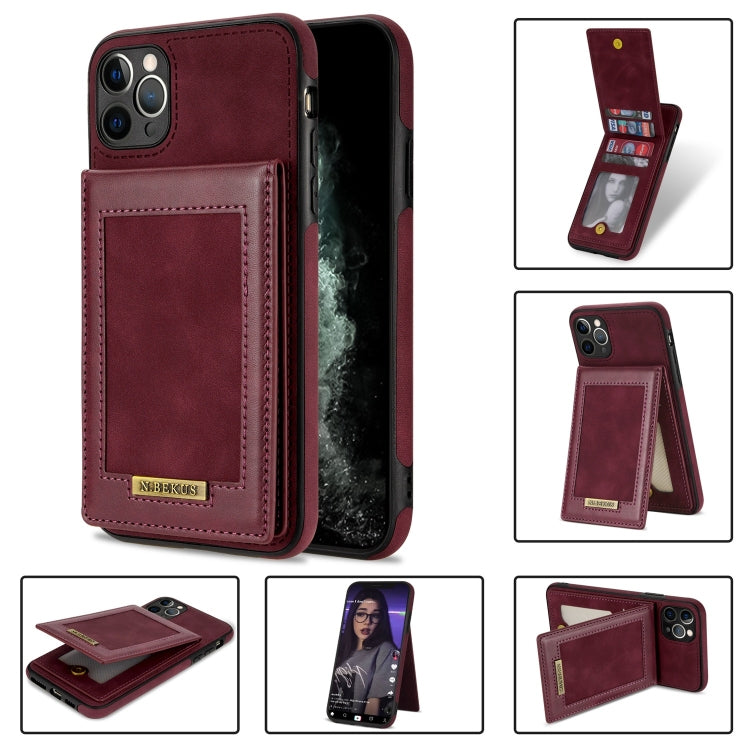 For iPhone 11 Pro N.BEKUS Vertical Flip Card Slot RFID Phone Case (Wine Red) - HoMEdemic™ 